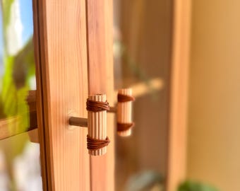 Rattan Cabinet Knobs Set, Boho Wardrobe Handle, Natural Bamboo Cabinet Handle, Drawer Rope Knobs, Dresser Drawer Handle