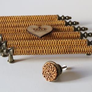 Poignée de meuble en rotin, Poignée en osier naturel corde, Poignées de tiroir en rotin, Poignées en rotin pour tiroirs, Ensemble de poignées de tiroir en osier