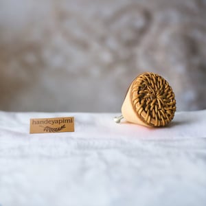 Rattan Rope Handle , Cabinet handle wood draver, Wicker Drawer Knobs, Boho Cabinet Pulls, Wooden Furniture handle, Bamboo Dresser Hardware