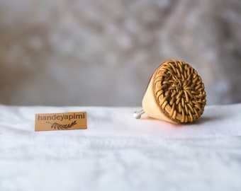 Rattan Rope Handle , Cabinet handle wood draver, Wicker Drawer Knobs, Boho Cabinet Pulls, Wooden Furniture handle, Bamboo Dresser Hardware