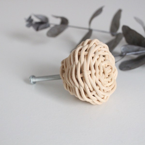 Rattan Cabinet Knob, Boho Wardrobe Handle, Natural Bamboo Cabinet Handle, Drawer Rope Knobs, Dresser Drawer Handle