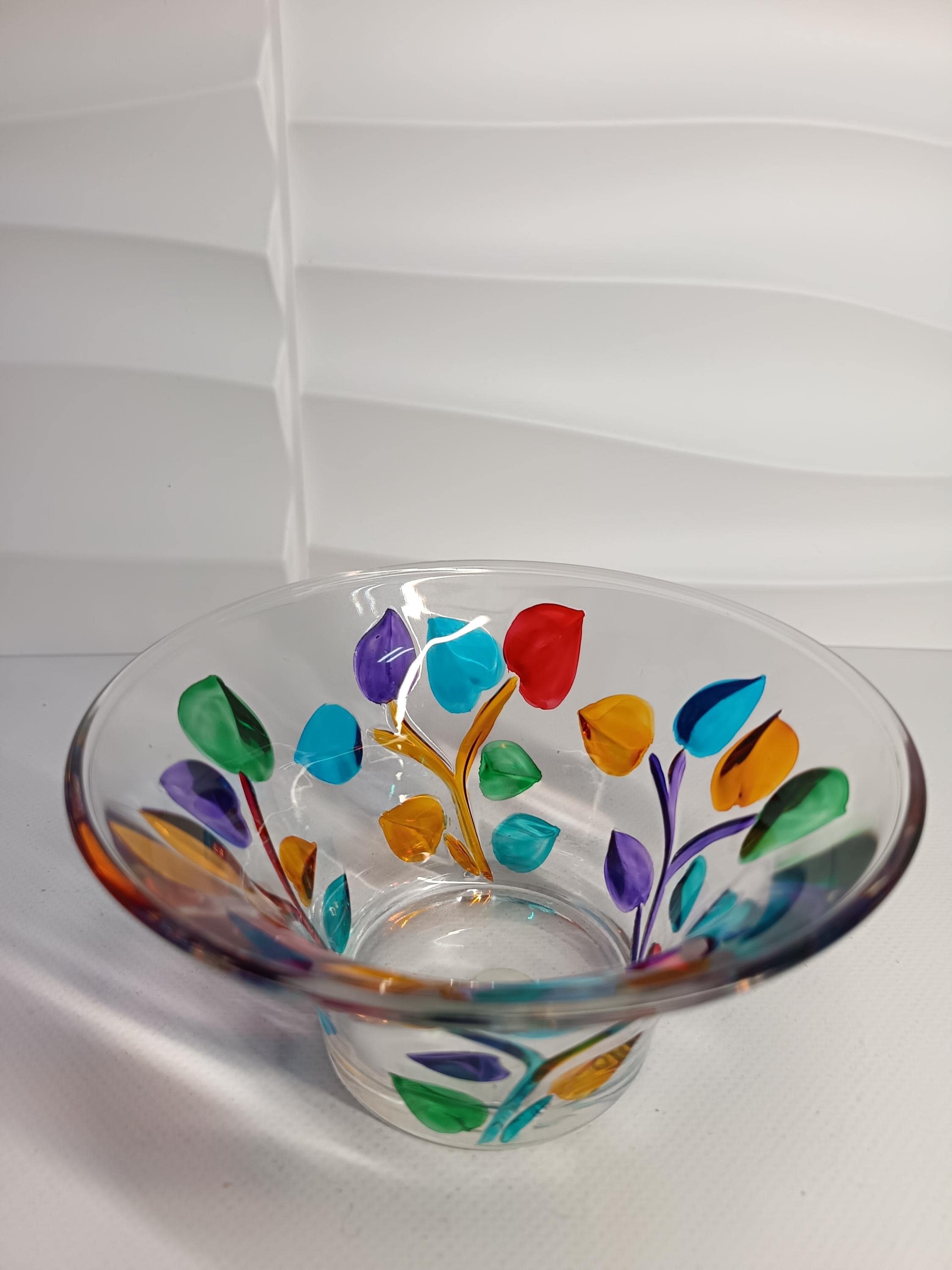 多色の装飾が施された透明なムラーノガラスのボウル - Etsy 日本
