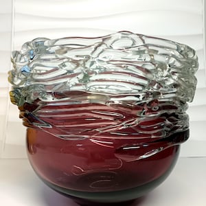 Vintage Murano Glass Vase - Purple & Clear by La Murrina, 1980s Collectible