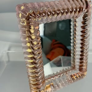 Pink Glass and silver vintage tabletop photo frame. Made in Italy. Dimensions: 14 cm x 18 cm