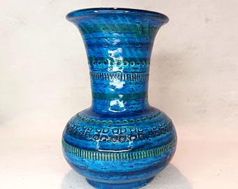 BITOSSI FLAVIA Ceramic Vase in Rimini Blue, Aldo Londi Design