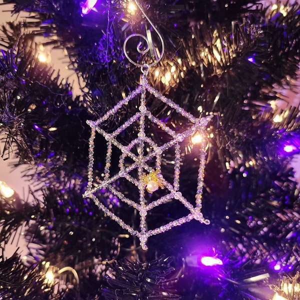 Spiderweb, spider ornament, handmade, good luck, Halloween, Christmas