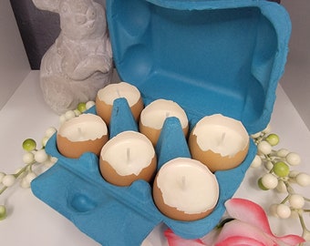Handmade egg candles for Spring, Ostara, Easter, eggshell candles