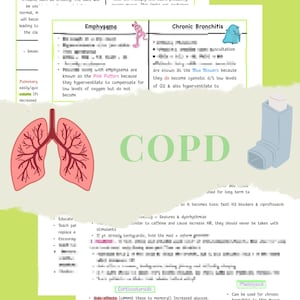 COPD & COPD Pharmakologie | Chronische Bronchitis vs Emphysem | Med-Surg | 3 Seiten | Nur digital