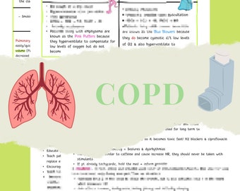 COPD & COPD Pharmakologie | Chronische Bronchitis vs Emphysem | Med-Surg | 3 Seiten | Nur digital