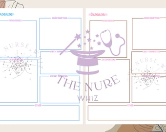 May include: A printable nursing study guide with a light pink and brown background. The guide is divided into sections for disease, pathophysiology, signs and symptoms, labs and diagnostics, interventions, patient education, and other. The guide features a stylized illustration of a nurse with stars around her head.