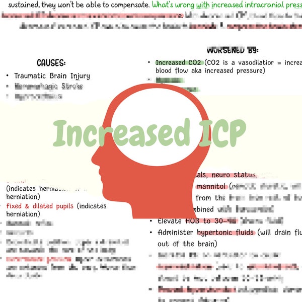 Increased ICP | NCLEX Prep | Nursing Notes | Digital Copy Only