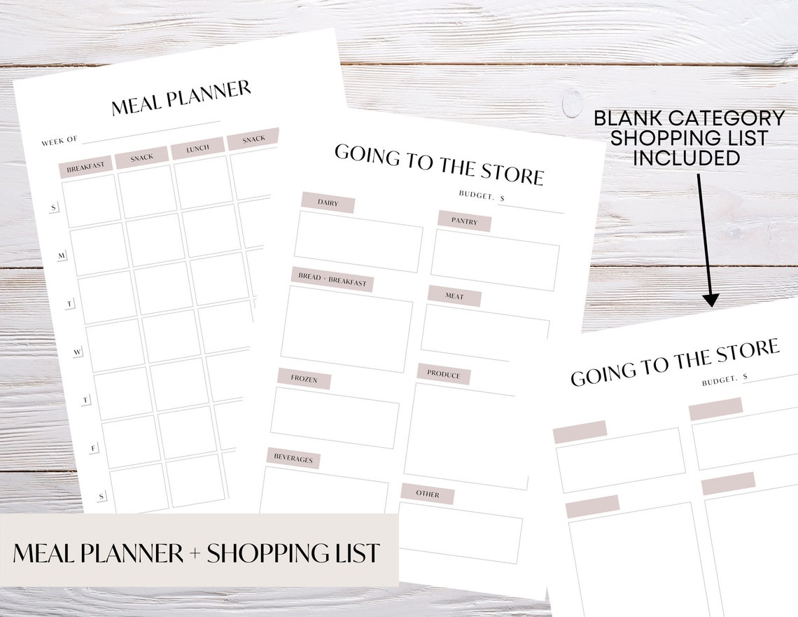 Meal Planner Shopping List Printable Digital Download - Etsy