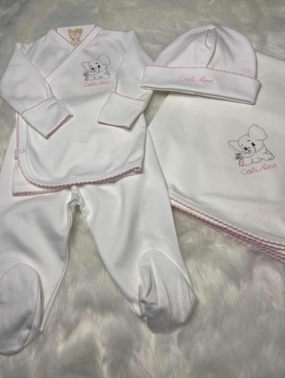 Baby Girls Elephant Print Babygrow Gift Set - Set of 3 main image 1