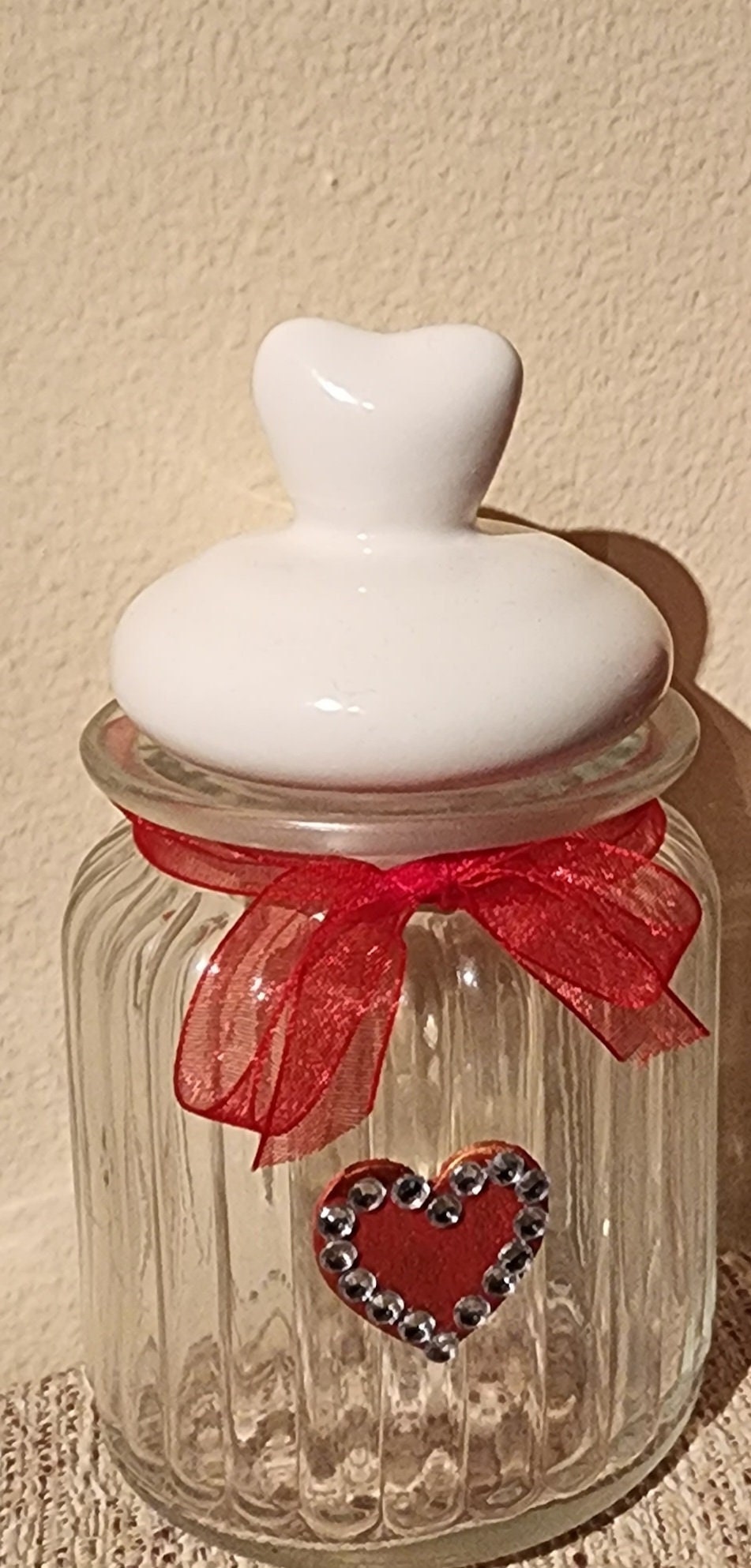 5oz. Glass Heart-shaped Jars. You May Purchase Empty, or With  Personalization or Intentions 