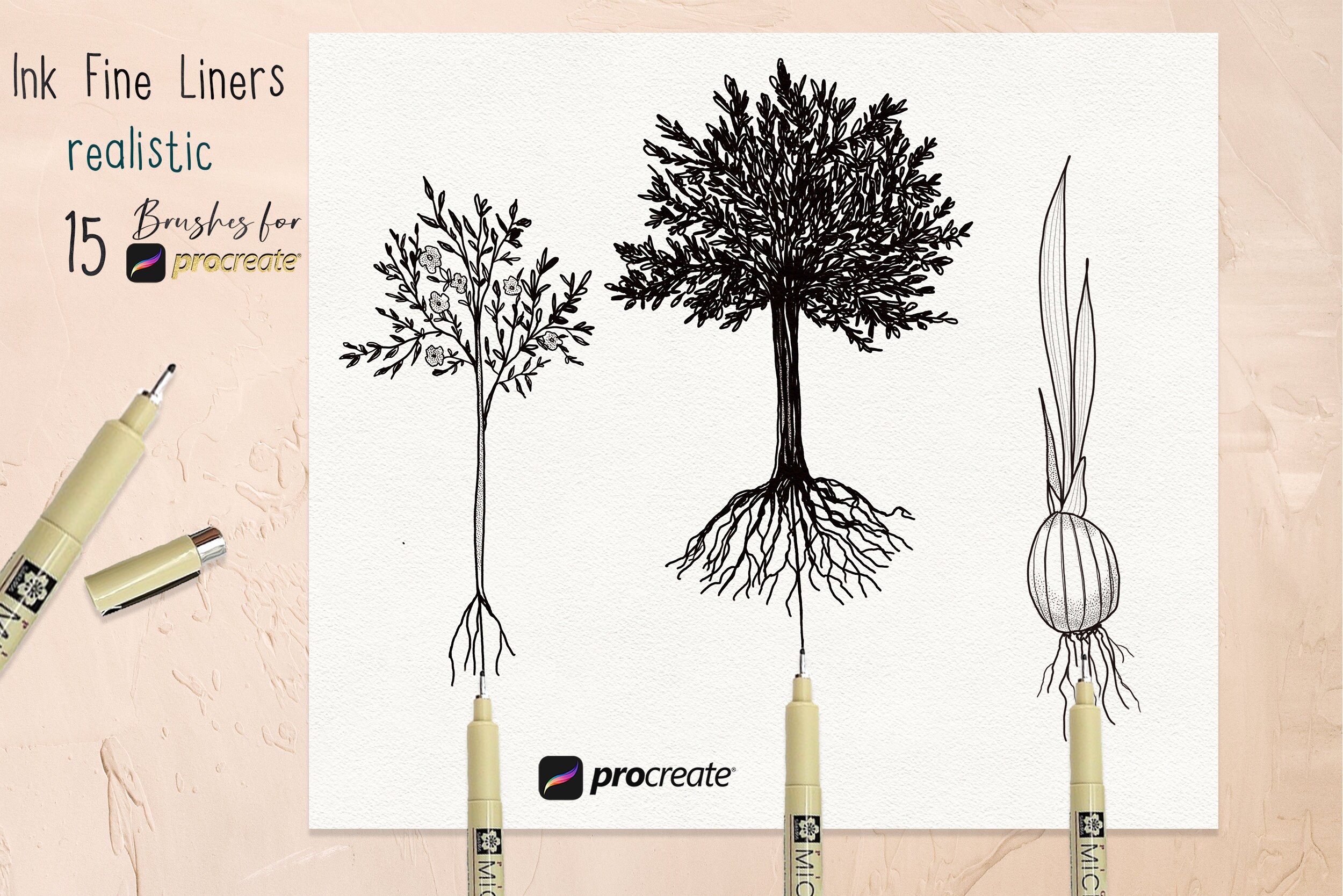 Ink Fine Liners Brushes for Procreate. Micron Ink Pen Brushes Etsy