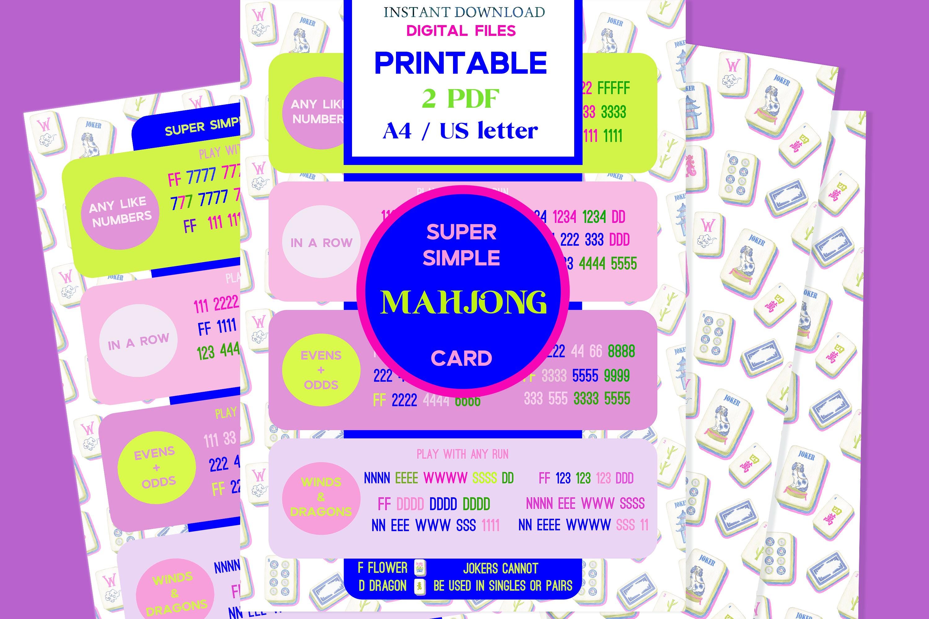 Mahjong Card.pdf Beginner American Mahjong Card Printable | Easy Mahj Cheat Sheet PDF ...