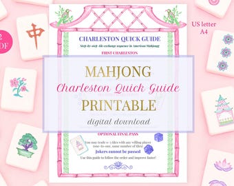 Mahjong Charleston Quick Guide Printable | Chinoiserie Beginner Cheat Sheet (PDF Pattern)