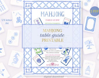Guía de la mesa de mahjong americano/Hoja de trucos para principiantes de chinoiserie (PDF)