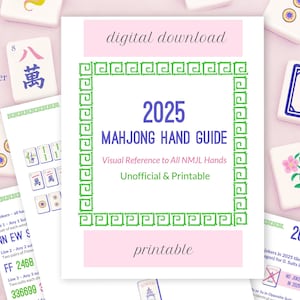 Printable Mahjong 2025 NMJL Hand Guide - Cheat Sheet - Visual Mahjongg Reference - Digital Download - Beginner Friendly US Letter & A4