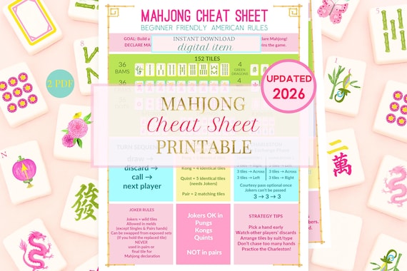 American Mahjong Cheat Sheet | 2026 Beginner Guide Printable PDF