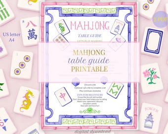 Mahjong Table Guide: Chinoiserie Beginner Cheat Sheet (PDF Downloadable Printable)