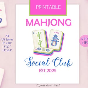 Mahjong Scorecard Printable | American Mahjong Beginner Cheat Sheet | Chinoiserie Grandmillennial Style | Game Night Gift