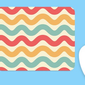 Retro gewelltes Mauspad, niedliches einzigartiges abstraktes Wellen Mousepad quadratische bunte groovy ästhetische Schreibtischmatte, coole kleine Mausunterlage