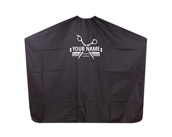 Haircutting Cape with Pre-Made Logo for Salons & Barbers - Customizable Text