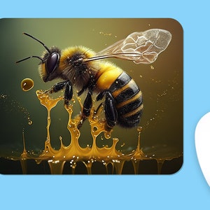 HONEY BEE MOUSEPAD, Soft Polyester Mouse Pad, Premium Printing, Long-Lasting Colors, Unique Design, Thoughtful Gift