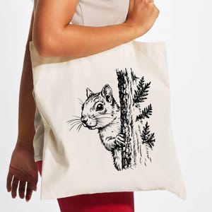 Cute Squirrel Tote Bag, Woodland Animal Shopping Bag, Reusable Grocery Tote, Funny Nature-Inspired Bag, Squirrel Lover Gift