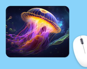 Jellyfish Mousepad, Polyester Fabric, Unique Desk Decor
