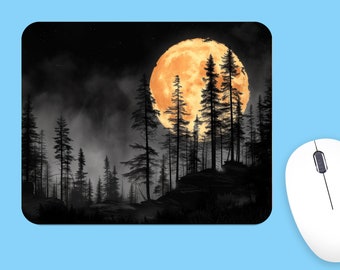Big MOON Night Forest MOUSE PAD Soft Polyester, Premium Printing, Long-Lasting Colors, Unique Design MousePad, Thoughtful Gift, Office gift