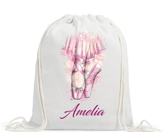 Personalized Ballet Drawstring Bag, Kids School Bag, Personalized Gym Bag, Swimming Bag, Back to School, Drawstring Bag Kids, PE Bag Kit