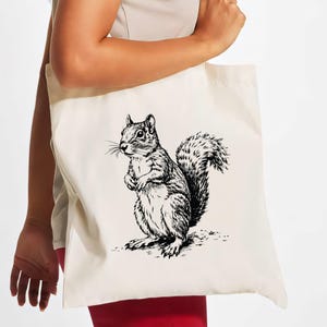 Funny Squirrel Tote Bag, Grocery Bag, Shopping Bag, Reusable Tote Bag, Squirrel Lover Gift, Cute Woodland Animal Tote, Nature-Inspired Bag