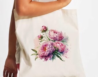 Floral Tote Bag, Wildflower Totes, Canvas Tote Bag, Shopping Bag, Gift For Women Totes, Birthday Gift Bag, Bridal Gift Tote Bag, Library Bag