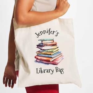 Cartable personnalisé, Cabas personnalisé pour amoureux des livres, Sac de bibliothèque personnalisé, Sac cadeau rat de bibliothèque, Sac de bibliothèque pour enfant et professeur, Sac fourre-tout livresque