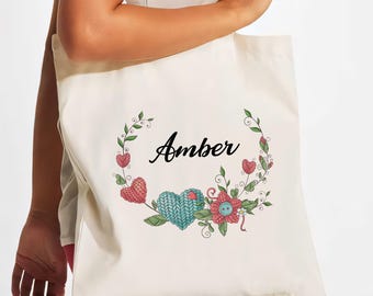 Personalised knitting bag, Personalized gift for knitter with name, Knitting Tote Bag, Knitting Shopping Bag, Nanny, granny, mammie gift