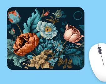 Alfombrilla de ratón floral, poliéster suave, diseño único de flores silvestres