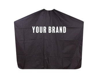Personalized Salon Cape | Custom Logo Barber Cape, Black Polyester
