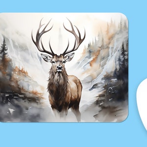 Painted DEER Mountain Soft Polyester Mouse Pad, Premium Printing, Long-Lasting Colors, Unique Design, Thoughtful Gift, Office gift