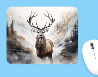 Painted Deer Mouse Pad, Mountain Scene, Soft Polyester
