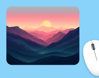 Mountains Sunset Distant Landscape MOUSEPAD, Soft Polyester Mouse Pad, Premium Printing, Long-Lasting Colors, Unique Design, Thoughtful Gift