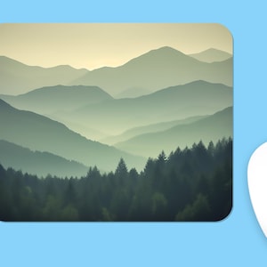 Hazy Mountains Distant Landscape MOUSEPAD, Soft Polyester Mouse Pad, Premium Printing, Long-Lasting Colors, Unique Design, Thoughtful Gift