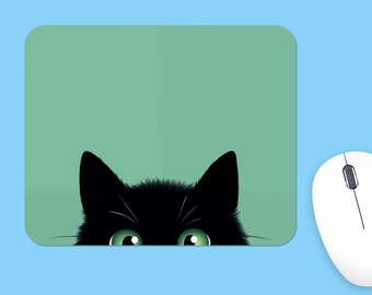 Cute Black Cat Soft Polyester Mouse Pad, Premium Printing, Long-Lasting Colors, Unique Design, Thoughtful Gift, Office gift