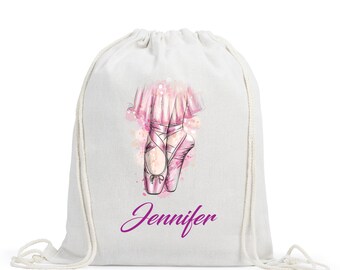 Personalized Ballet Drawstring Bag, Kids School Bag, Personalized Gym Bag, Swimming Bag, Back to School, Drawstring Bag Kids, PE Bag Kit