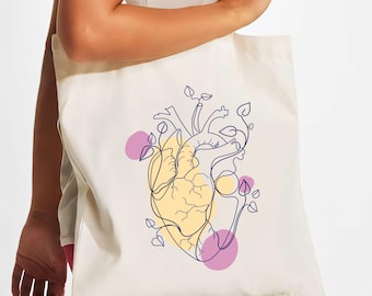 Anatomical Heart Tote Bag, Unique Love & Style Gift