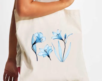 Floral Tote Bag, Wildflower Totes, Canvas Tote Bag, Shopping Bag, Gift For Women Totes, Birthday Gift Bag, Bridal Gift Tote Bag, Library Bag
