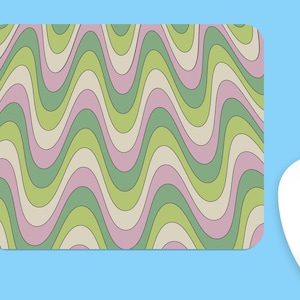 Groovy Psychedelic gewellte Mauspad, einzigartige niedliche abstrakte bunte Mousepad organische Wellen ästhetische Schreibtischmatte, coole kleine Mauspad