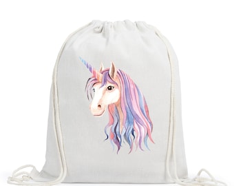 Personalized Unicorn Drawstring Bag, Kids School Bag, Personalized Gym Bag, Bike Bag, Back to School, Drawstring Bag Kids, PE Bag Kit