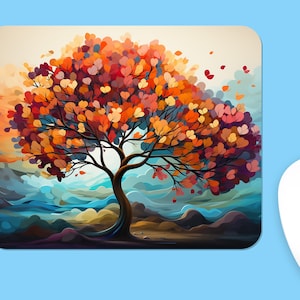 Colorful Autumn TREE Polyester Mouse Pad, Premium Printing mousepad, Long-Lasting Colors, Unique Design, Thoughtful Gift, Office gift